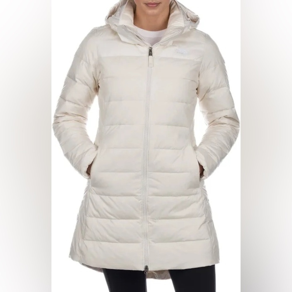 The North Face Women’s Cream Puffer Coat with Hood